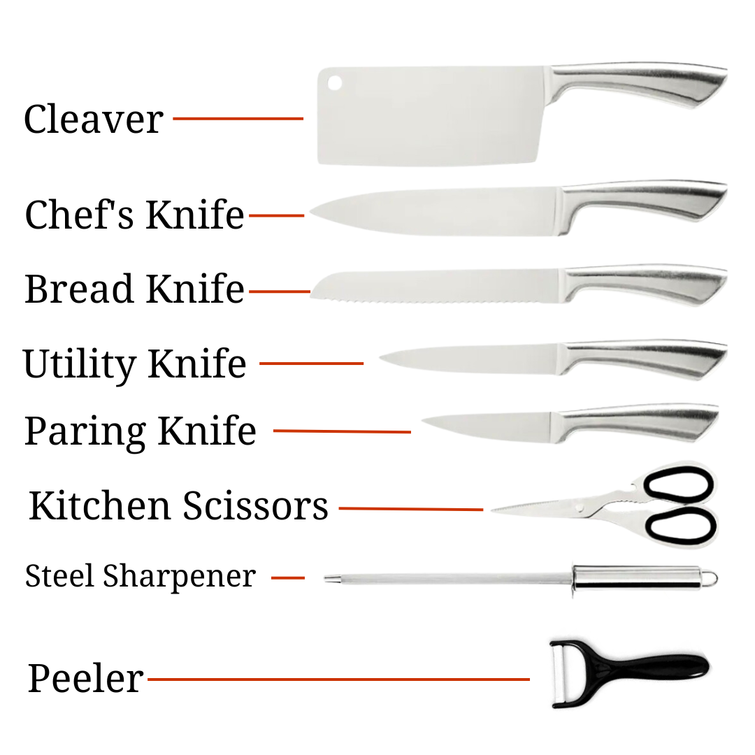 Stainless Steel Knife Set - 9 Piece