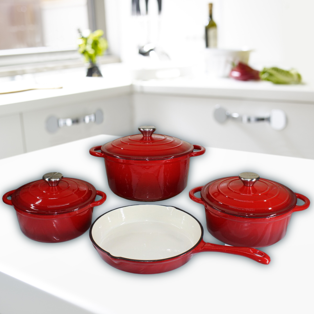 Cast Iron Ceramic Cookware Set - 7 Piece