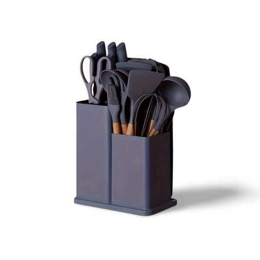Silicone Kitchenware Kit 19 Piece Set With Storage Rack