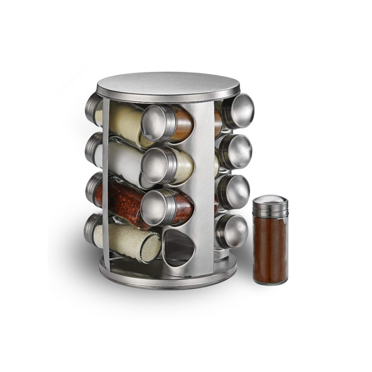 Spice Jar with Rotating Lid - 16 Piece Stainless Steel